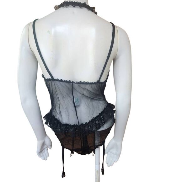 Vintage Nani Flower Black & Pink Teddy & Garter (L) - Picture 4 of 5